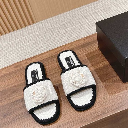 Wmns Woll Knit Interlocking CC Logo Slides NS