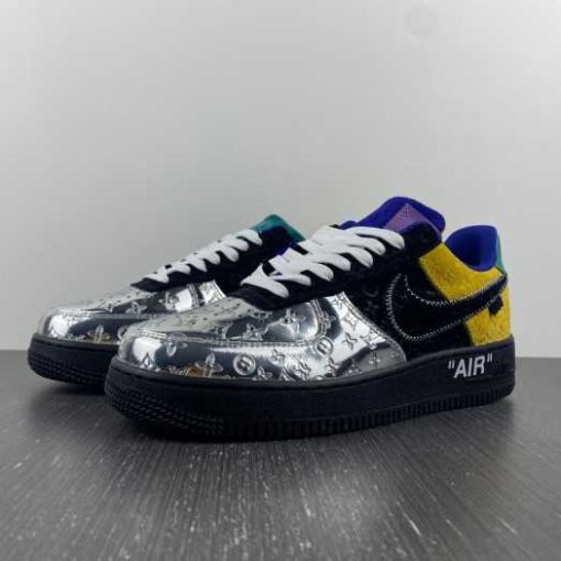Louis Vuitton Nike Air Force 1 Low By Virgil Abloh Black Metallic Silver